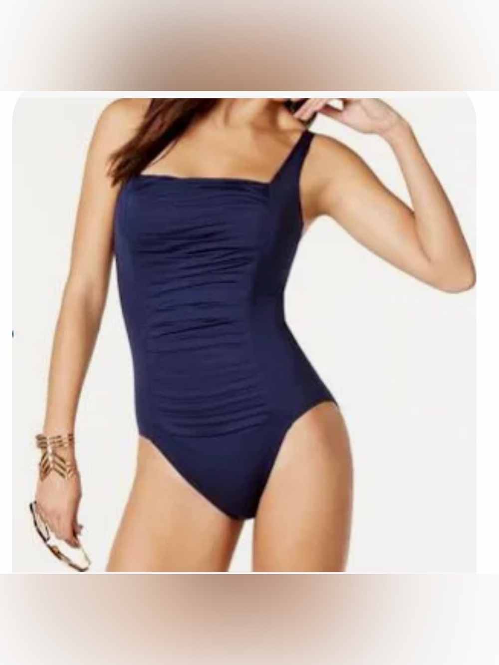 EUC Calvin Klein Women's Full Coverage Pleated Panel One Piece Swimsuit 18